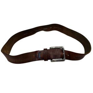 Vintage Fossil Mens Brown Genuine Leather Buckle Belt Size 34 Classic Casual